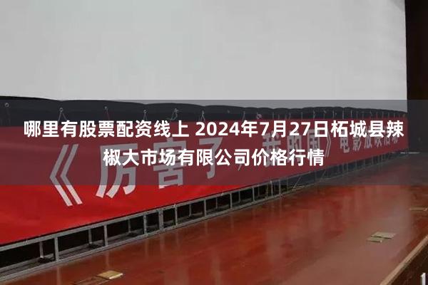 哪里有股票配资线上 2024年7月27日柘城县辣椒大市场有限公司价格行情