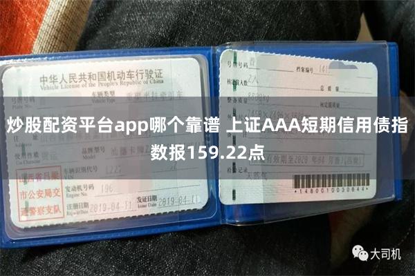 炒股配资平台app哪个靠谱 上证AAA短期信用债指数报159.22点